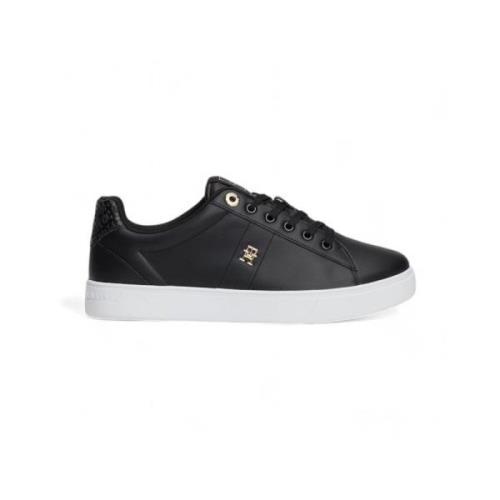 Zwarte leren sneakers Tommy Hilfiger , Black , Dames