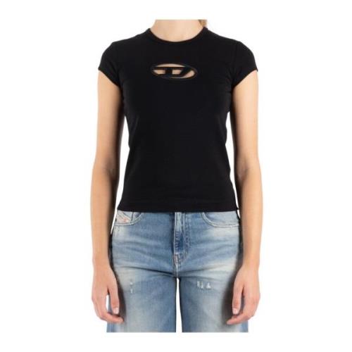 Zwart Katoenen T-Shirt Diesel , Black , Dames