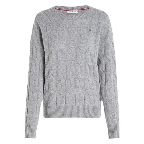 Zachte wol kabel C-hals trui Tommy Hilfiger , Gray , Dames