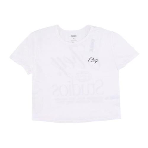 Witte Cropped Chloe Tee Dames T-shirt Obey , White , Dames