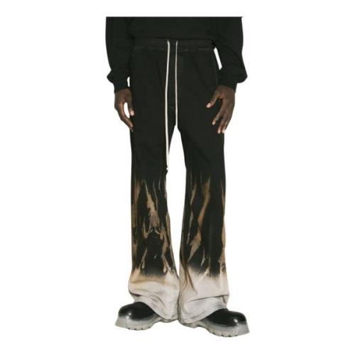 Gebleekte Zoom Trekkoord Denim Jeans Rick Owens , Black , Heren