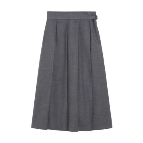 Wollen Geplooide Midi Rok met Uitlopende Lijn Max Mara Weekend , Gray ...