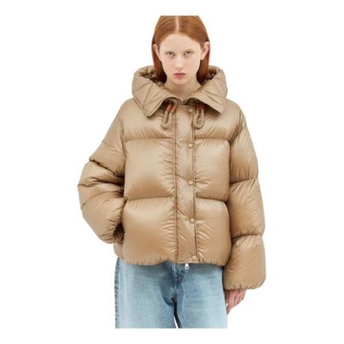 Gewatteerde Hooded Donsjas Moncler , Beige , Dames