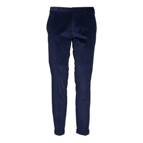 Blauwe Velvet Broek met Omslag PS By Paul Smith , Blue , Heren