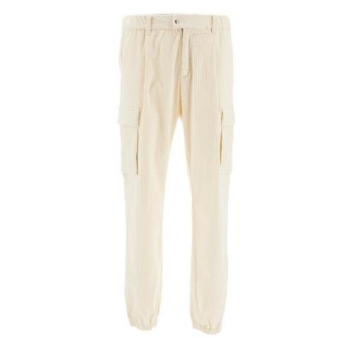 Roomkleurige Fluwelen Katoen-Kasjmier Broek Herno , Beige , Heren