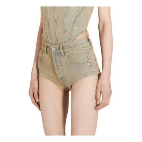 High-rise Denim Hot Shorts met Logo Patch Vetements , Beige , Dames