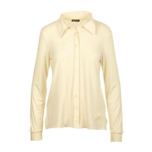 Geborduurd Jersey Slim-Fit Shirt Maliparmi , Beige , Dames