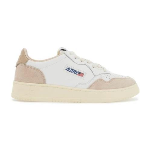 Geperforeerde Leren Lage Sneakers Autry , White , Heren