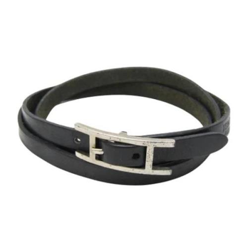 Pre-owned Leather bracelets Hermès Vintage , Black , Dames