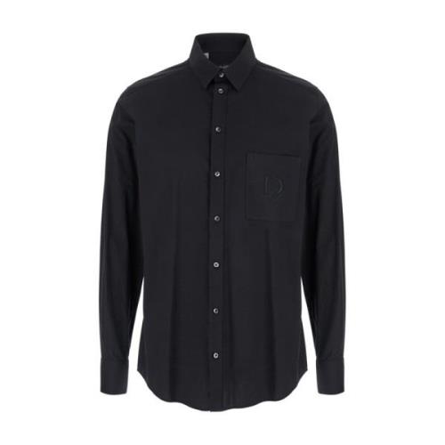 Zwarte Shirt met Patch Detail Dolce & Gabbana , Black , Heren