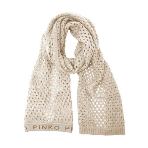 Mesh Alpaca Sjaal met Logoprint Pinko , Beige , Dames