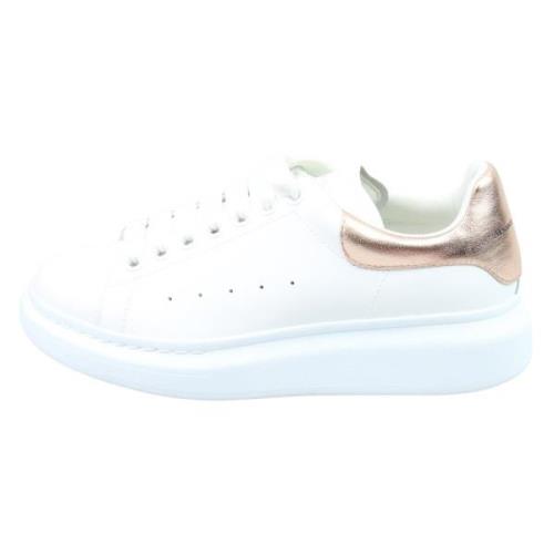 Witte/Roze Gouden Sneaker met Grote Veters Alexander McQueen , White ,...