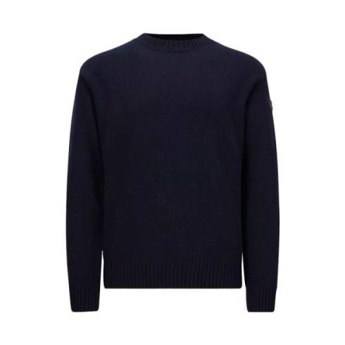 Navy Wol & Cashmere Gebreide Trui Moncler , Blue , Heren