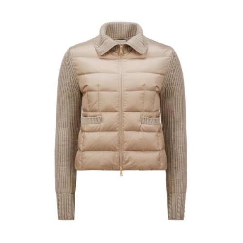 Gebreide Cardigan met Donsgevulde Voorkant Moncler , Beige , Dames