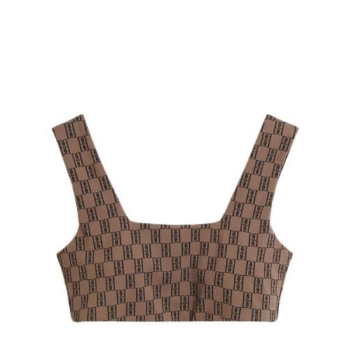 Sportieve Logo-Gebreide Crop Top By Herenne Birger , Brown , Dames