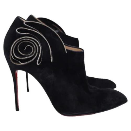 Pre-owned Suede boots Christian Louboutin Pre-owned , Black , Dames