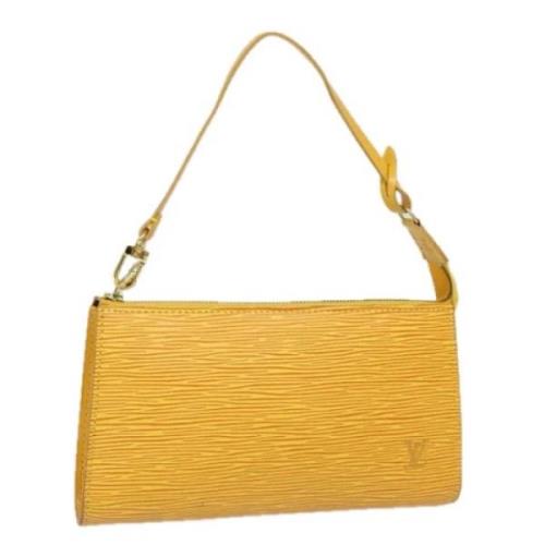 Pre-owned Leather pouches Louis Vuitton Vintage , Yellow , Dames