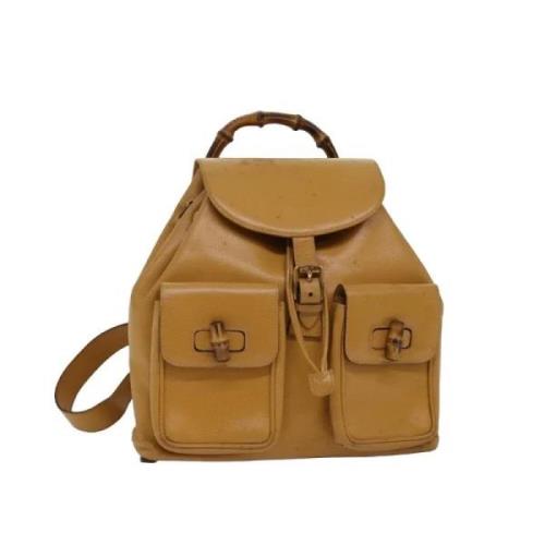 Pre-owned Leather backpacks Gucci Vintage , Yellow , Dames