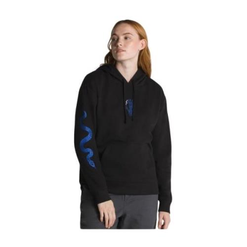 Zwarte hoodie met geborduurd logo Vans , Black , Dames