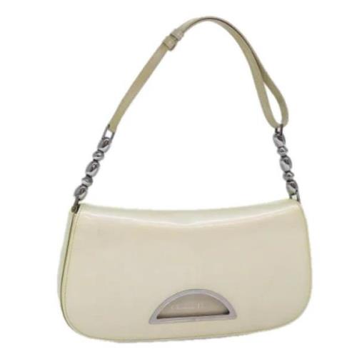 Pre-owned Coated canvas shoulder-bags Dior Vintage , White , Dames