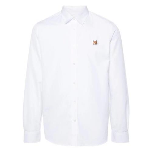 Vos Motief Katoenen Overhemd Maison Kitsuné , White , Heren