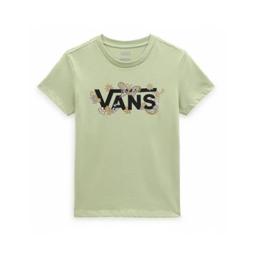 Bloemen Logo Katoenen T-shirt Vans , Green , Dames