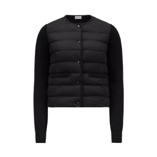 Gewatteerde Cardigan met Merinowol Moncler , Black , Dames