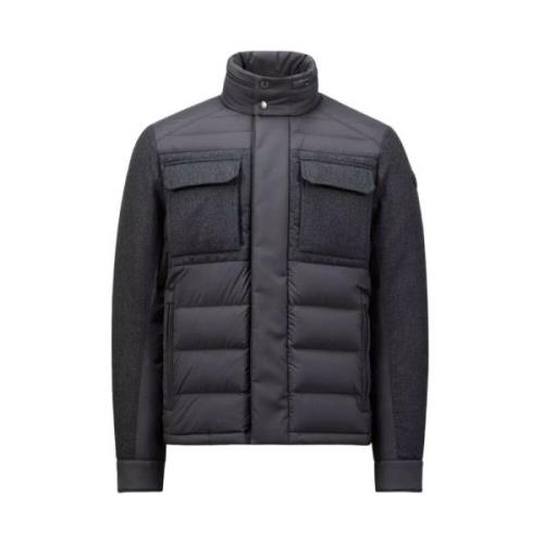 Korte donsjas met wollen details Moncler , Gray , Heren