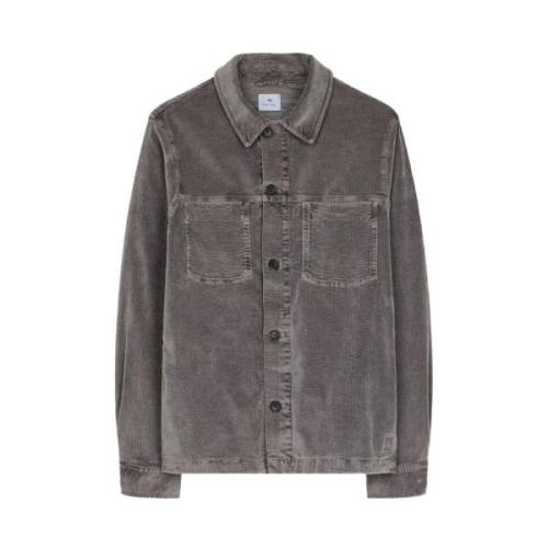 Ribfluwelen overshirt met borstzakken PS By Paul Smith , Gray , Heren