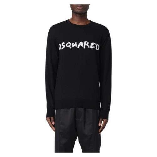 Crewneck Pullover Sweater Dsquared2 , Black , Heren