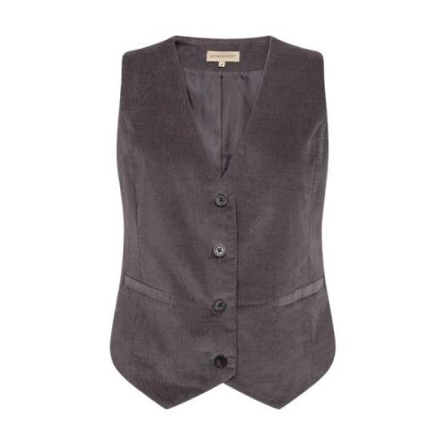 Geribbeld Grijs Gilet met Knoopsluiting Soyaconcept , Gray , Dames