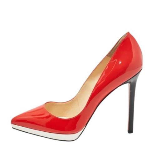 Pre-owned Leather heels Christian Louboutin Pre-owned , Red , Dames