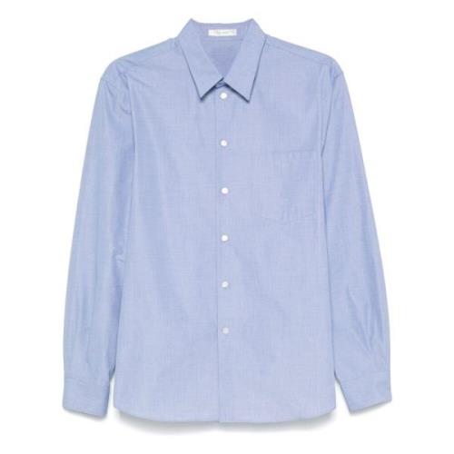 Blauwe Poplin Overhemd met Zak The Row , Blue , Heren