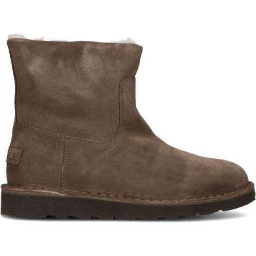 Bruine Leren Enkellaarzen Shabbies , Brown , Dames