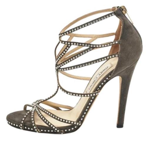 Pre-owned Suede sandals Jimmy Choo Pre-owned , Gray , Dames