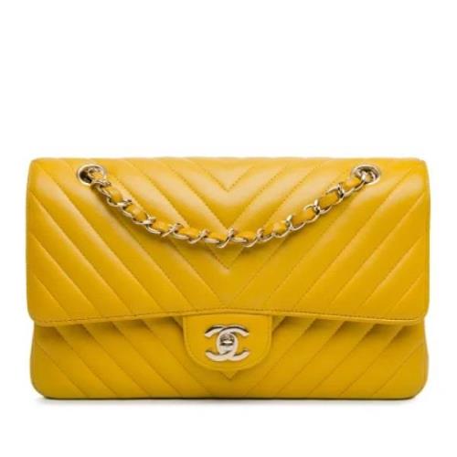 Pre-owned Leather shoulder-bags Chanel Vintage , Yellow , Dames