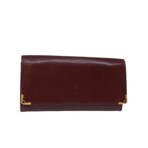 Pre-owned Leather clutches Cartier Vintage , Red , Dames