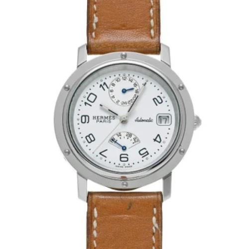 Pre-owned Stainless Steel watches Hermès Vintage , White , Heren