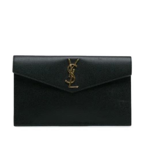 Pre-owned Leather clutches Yves Saint Laurent Vintage , Black , Dames