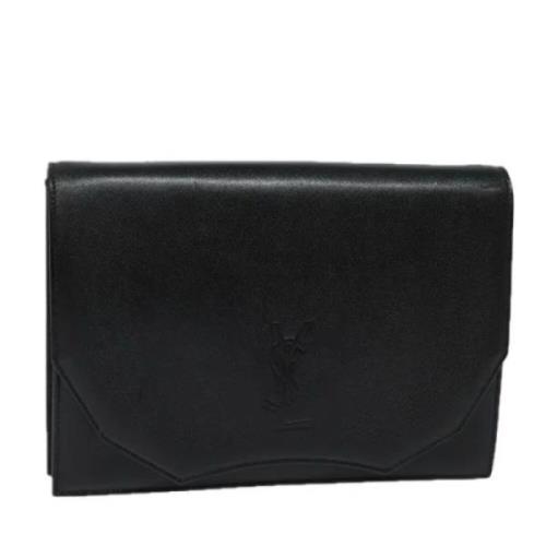 Pre-owned Leather clutches Yves Saint Laurent Vintage , Black , Dames