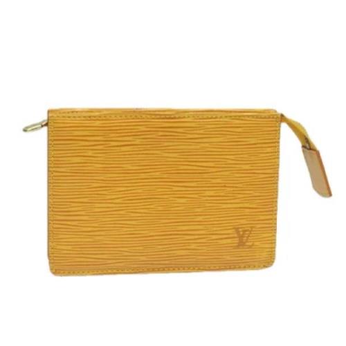 Pre-owned Leather pouches Louis Vuitton Vintage , Yellow , Dames