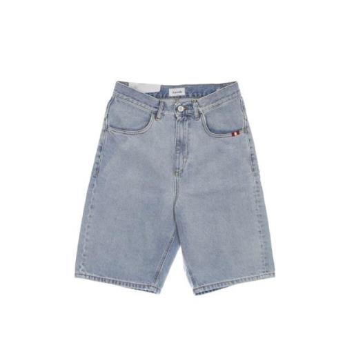 Denim Marble Bermuda Shorts Straight Fit Amish , Blue , Heren