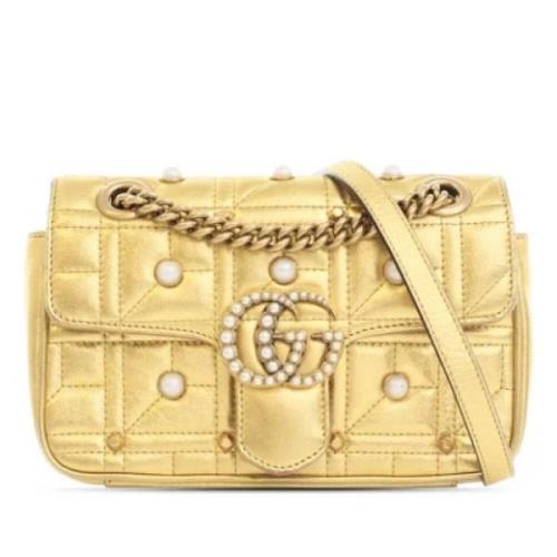 Pre-owned Leather shoulder-bags Gucci Vintage , Yellow , Dames