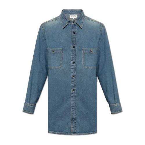 Denim shirt met vintage effect Maison Margiela , Blue , Heren