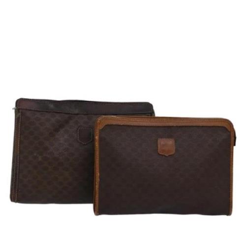 Pre-owned Leather clutches Celine Vintage , Brown , Dames