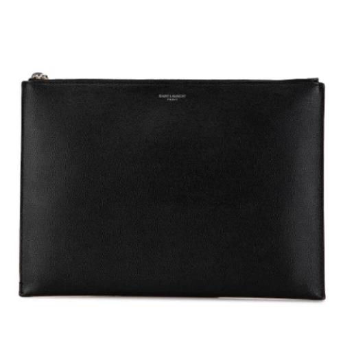 Pre-owned Leather clutches Yves Saint Laurent Vintage , Black , Dames