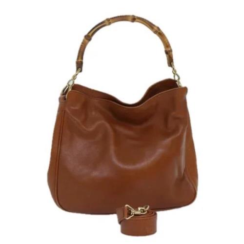 Pre-owned Leather handbags Gucci Vintage , Brown , Dames