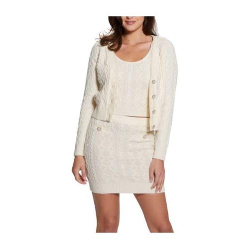 Wit Crème Cardigan Sweater Set Guess , Beige , Dames