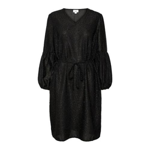 Zwarte glinsterende jurk met pofmouwen Saint Tropez , Black , Dames