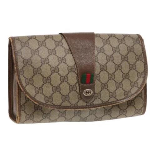 Pre-owned Leather clutches Gucci Vintage , Brown , Dames